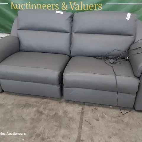 QUALITY ITALIAN DESIGNER AVILA POWER RECLINING THREE SEATER SOFA DARK GREY LEATHER 