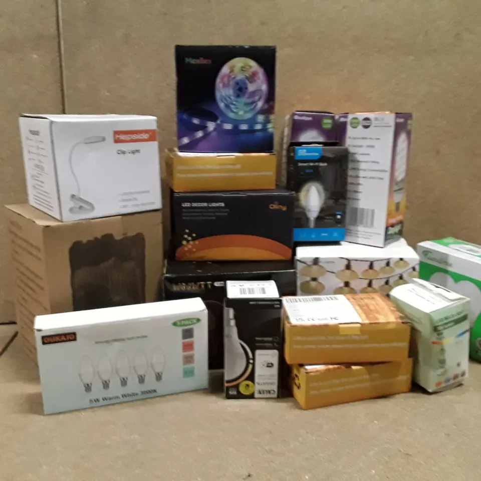 LOT TO CONTAIN 20 ASSORTED ITEMS TO INCLUDE FAIRY LIGHT LIGHT BULBS LED LIGHT STRIPS ECT