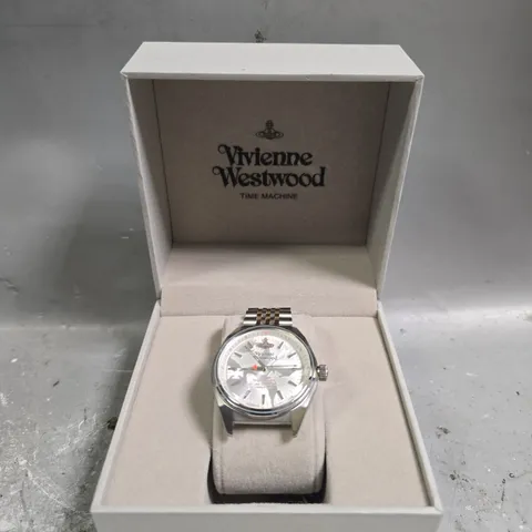 BOXED VIVIENNE WESTWOOD LADY SYDENHAM SILVER DIAL TWO TONE STAINLESS STEEL BRACELET LADIES WATCH
