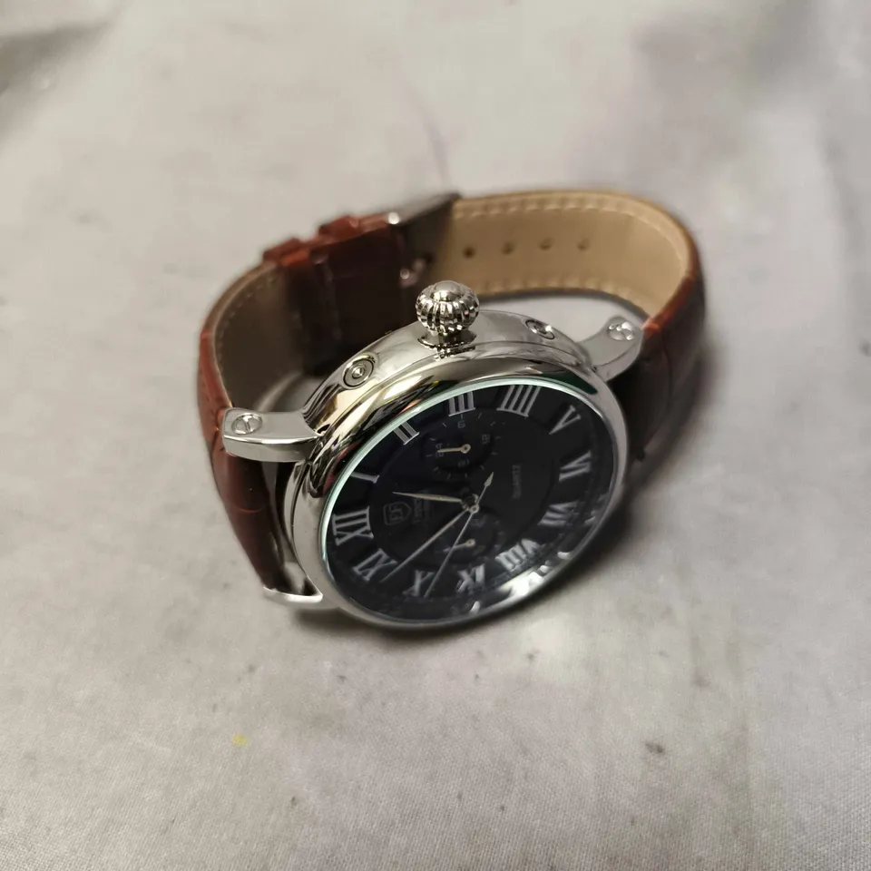 MENS ERNEST FERDINAND WATCH – FUNCTIONING SUB DIALS – LEATHER STRAP
