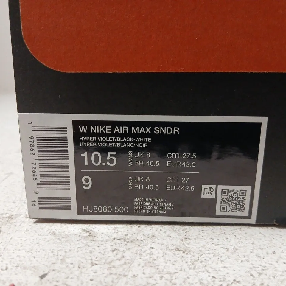 NIKE AIR MAX SNDR HYPER VIOLET/BLACK-WHITE, UK 8 