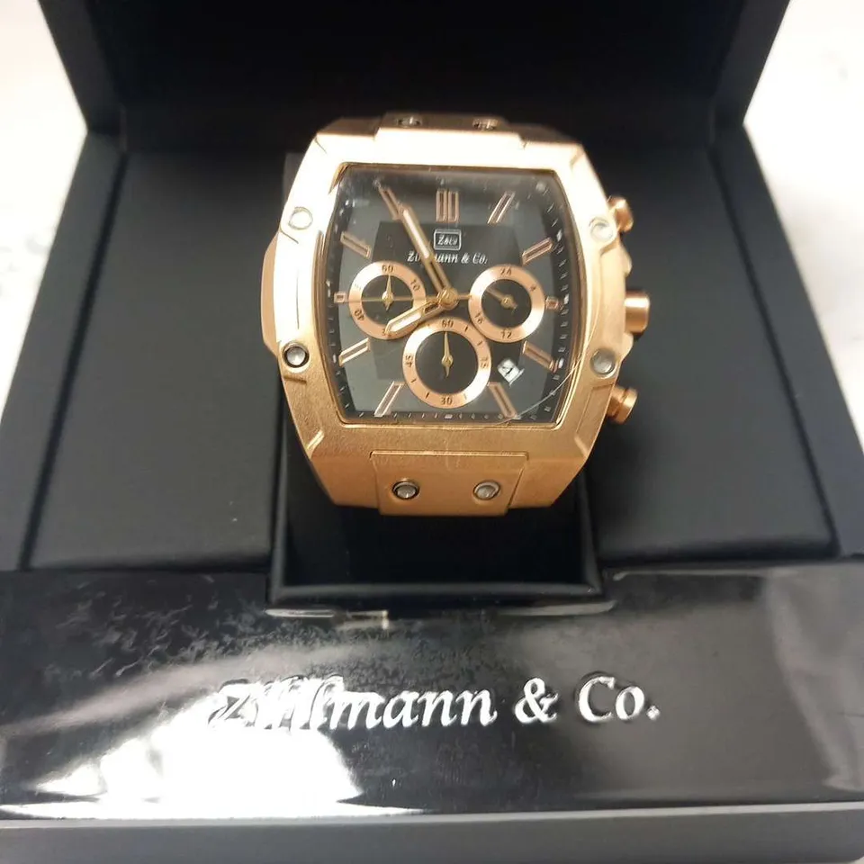 MENS ZIHLMANN & CO Z911 WATCH – CHRONOGRAPH MOVEMENT – BLACK DIAL – 3ATM – QUICK RELEASE RUBBER STRAP – 3ATM WATER RESISTANT – RRP £650
