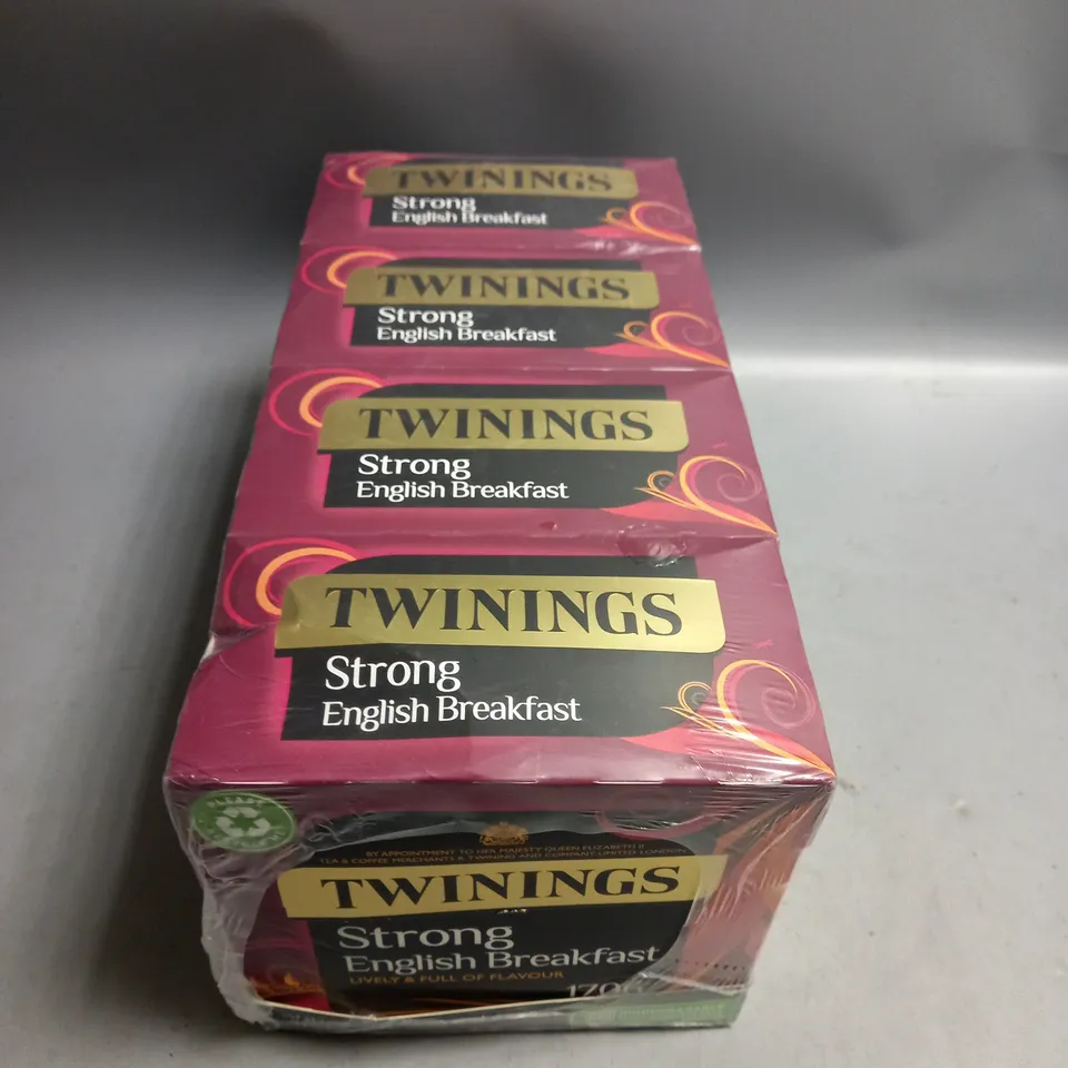 LOT OF 4 BOXES OF TWININGS STRONG ENGLISH BREAKFAST TEABAGS 80 BAGS PER BOX