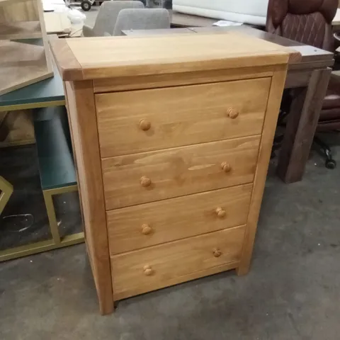 DESIGNER 4 DOOR CHEST OF DRAWERS - NATURAL 