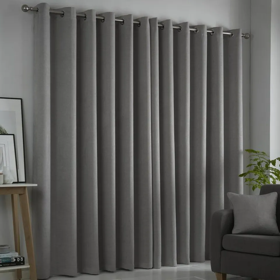 OUIDA EYELET ROOM DARKENING THERMAL SILVER CURTAINS 