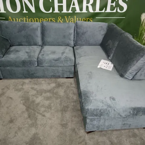 STEEL BLUE FABRIC CHAISE CORNER SOFA