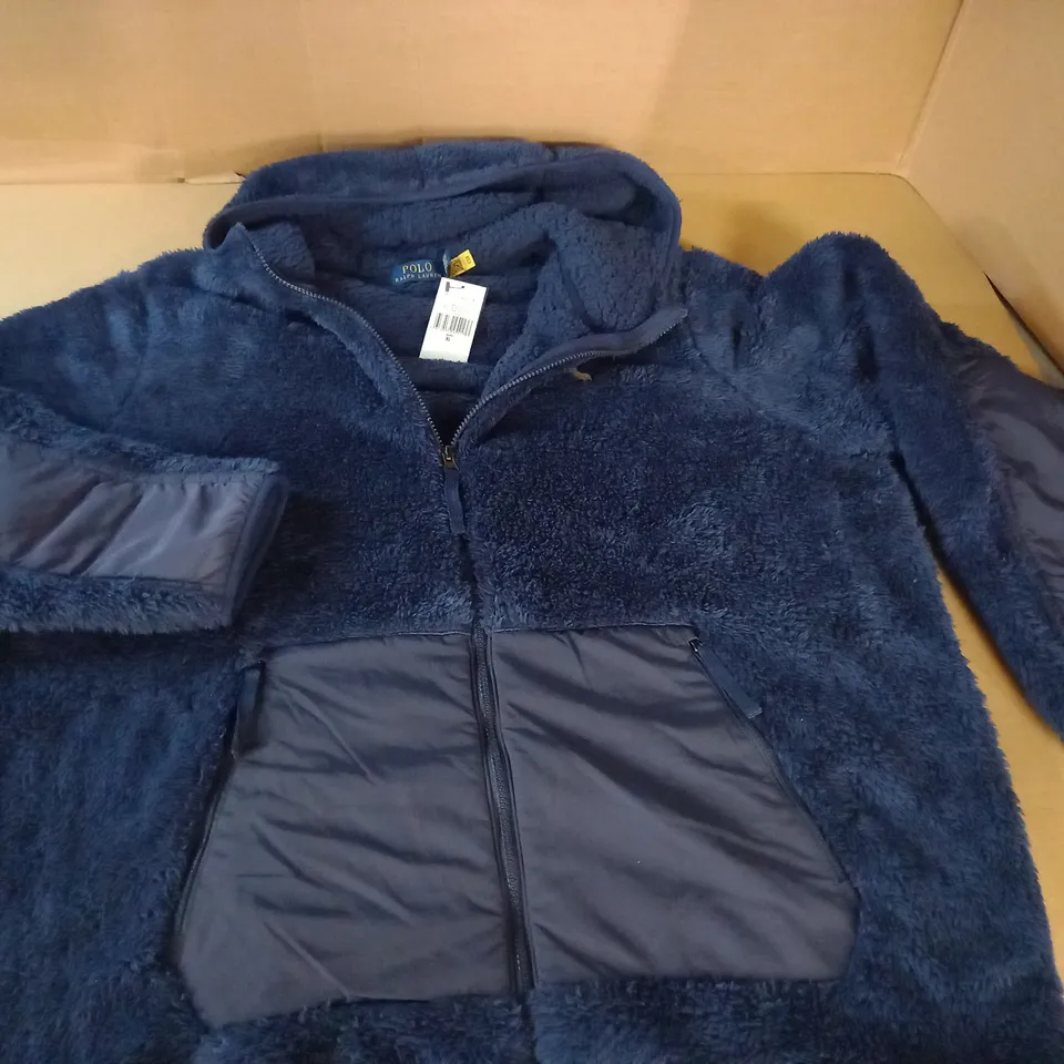 POLO RALPH LAUREN FLEECY NAVY ZIP THROUGH HOODIE - XL