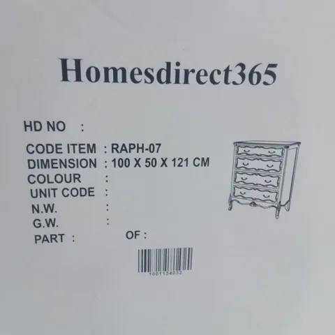 BRAND NEW HOMESDIRECT365 RAPHAEL ANTIQUE FRENCH STYLE 4 DRAWER CHEST OF DRAWERS 