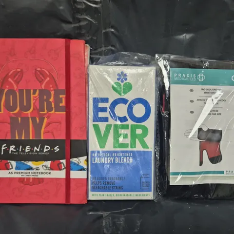 APPROXIMATELY 10 ASSORTED HOUSEHOLD ITEMS TO INCLUDE FRIENDS A5 NOTEBOOK, LAUNDRY BLEACH, ETC