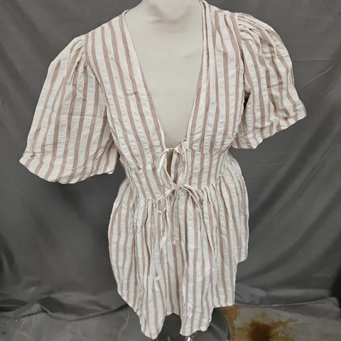 NOBODY'S CHILD SCARLA MINI DRESS IN NEUTRAL THICK STRIPE SIZE 10