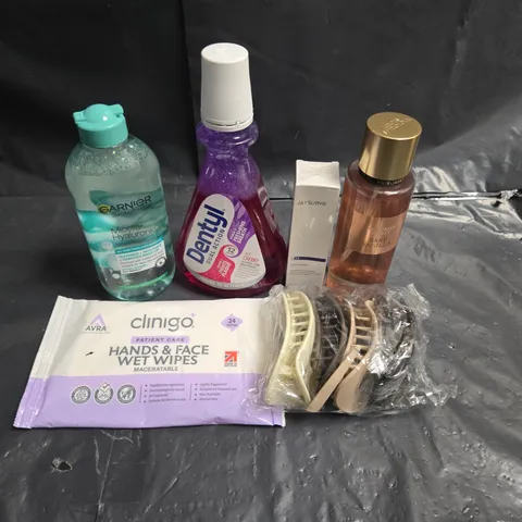 APPROXIMATEY 20 ASSORTED HEALTH AND BEAUTY PRODUCTS TO INCLUDE - DENTYL MOUTHWASH - GARNIER MICELLAR WATER AND HAIR CLIPS