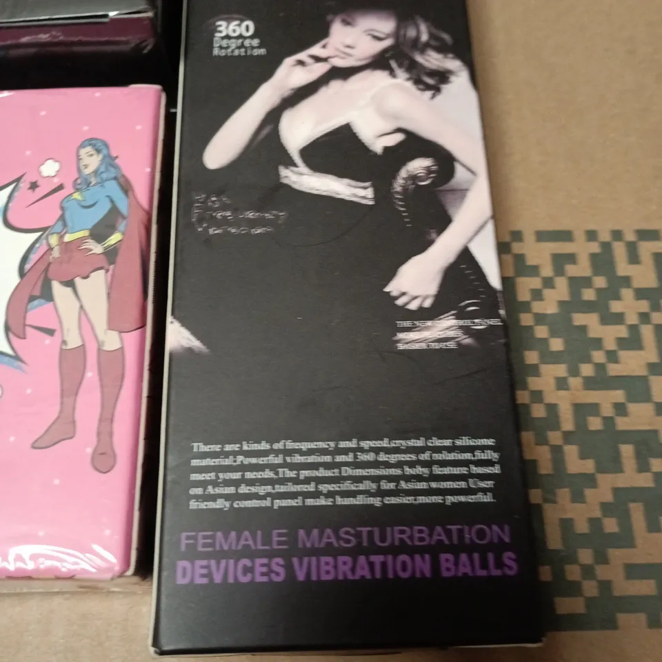 LOT OF 7 ASSORTED SEALED ADULT PLEASURE ITEMS TO INCLUDE AIRCRAFT CUP, VIBRATION BALLS AND MASSAGER