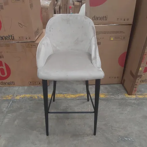DANETTI LANI CHAMPAGNE VELVET BLACK METAL BAR STOOL - DAMAGED