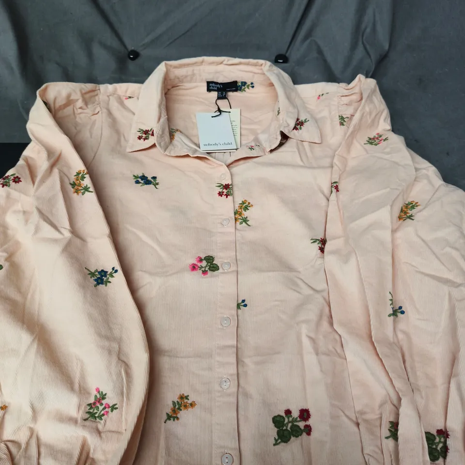NOBODY'S CHILD FLORAL EMBROIDERED SHIRT – UK 12 (EU 40) 