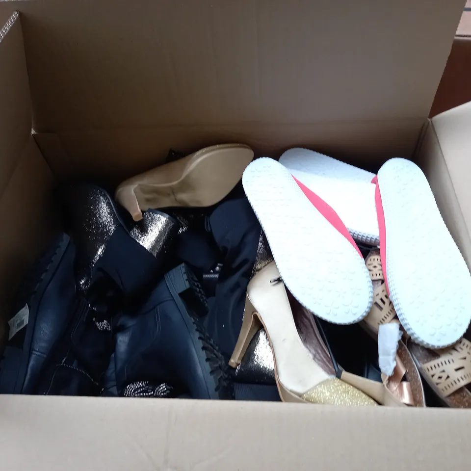 LARGE QUANTITY OF ASSORTED WOMENS SHOES IN VARIOUS SIZES, COLOURS AND STYLES