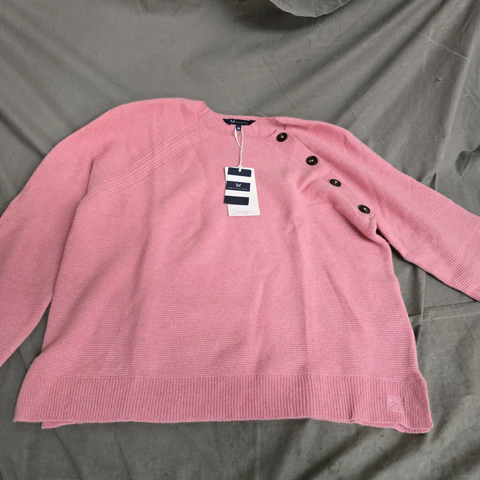 PINK KNIT SWEATER WITH SHOULDER BUTTON DETAIL