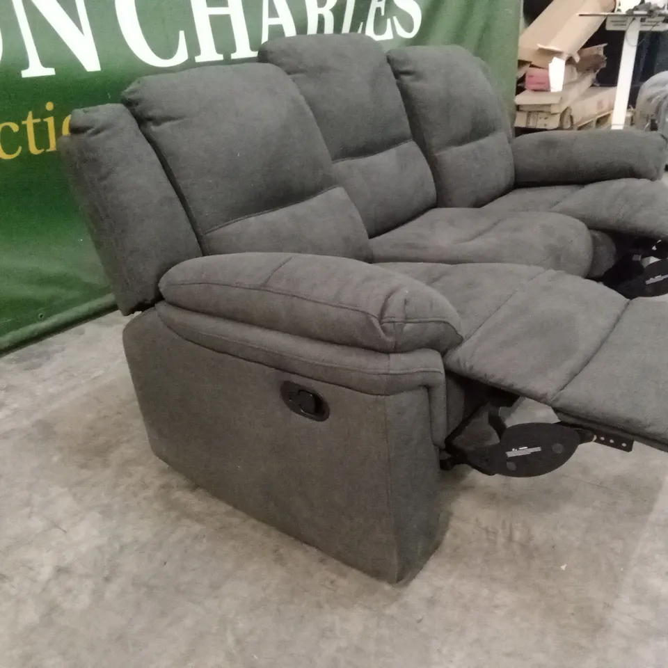 ALBION CHENILLE 3 SEATER HIGH BACK MANUAL RECLINER SOFA - CHARCOAL RRP £679
