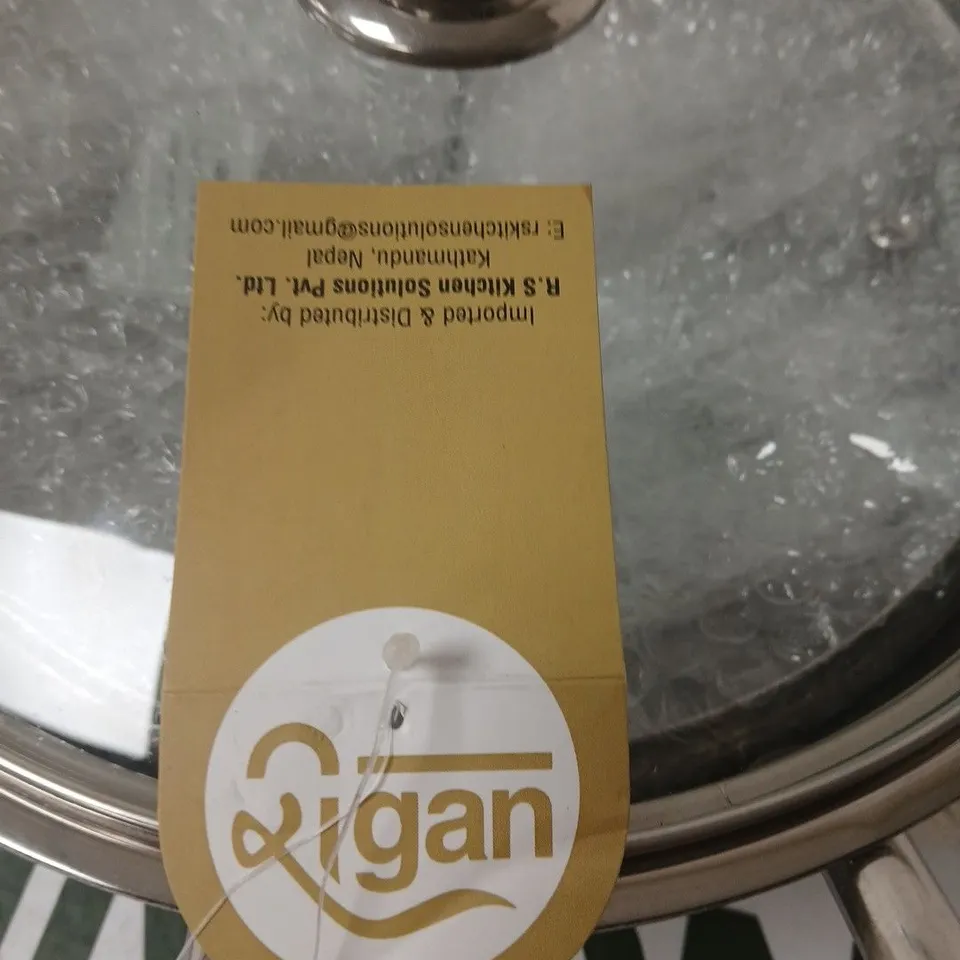 STAINLESS STEEL SAUCEPAN WITH GLASS LID AND TWO HANDLES