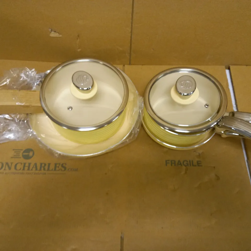 SWAN RETRO PAN SET WITH EASY CLEAN NON-STICK CERAMIC COATING