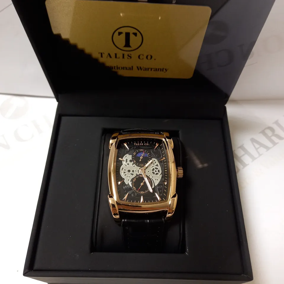 TALIS CO DATE DIAL BLACK CROC LEATHER STRAP WRISTWATCH RRP £550
