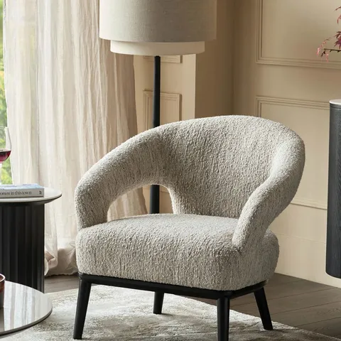 BOXED DANETTI HEATH CREAM CHUNKY BOUCLE ACCENT CHAIR