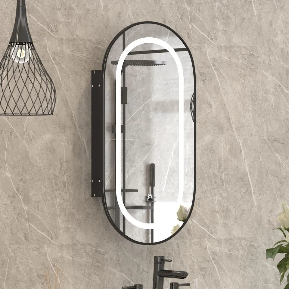 BOXED LED OVAL MEDICINE CABINET MIRROR FOR BATHROOM (1 BOX)
