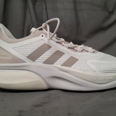 BOXED PAIR OF ADIDAS ALPHABOUNCE + SHOES IN OFF WHITE/BEIGE UK SIZE 11