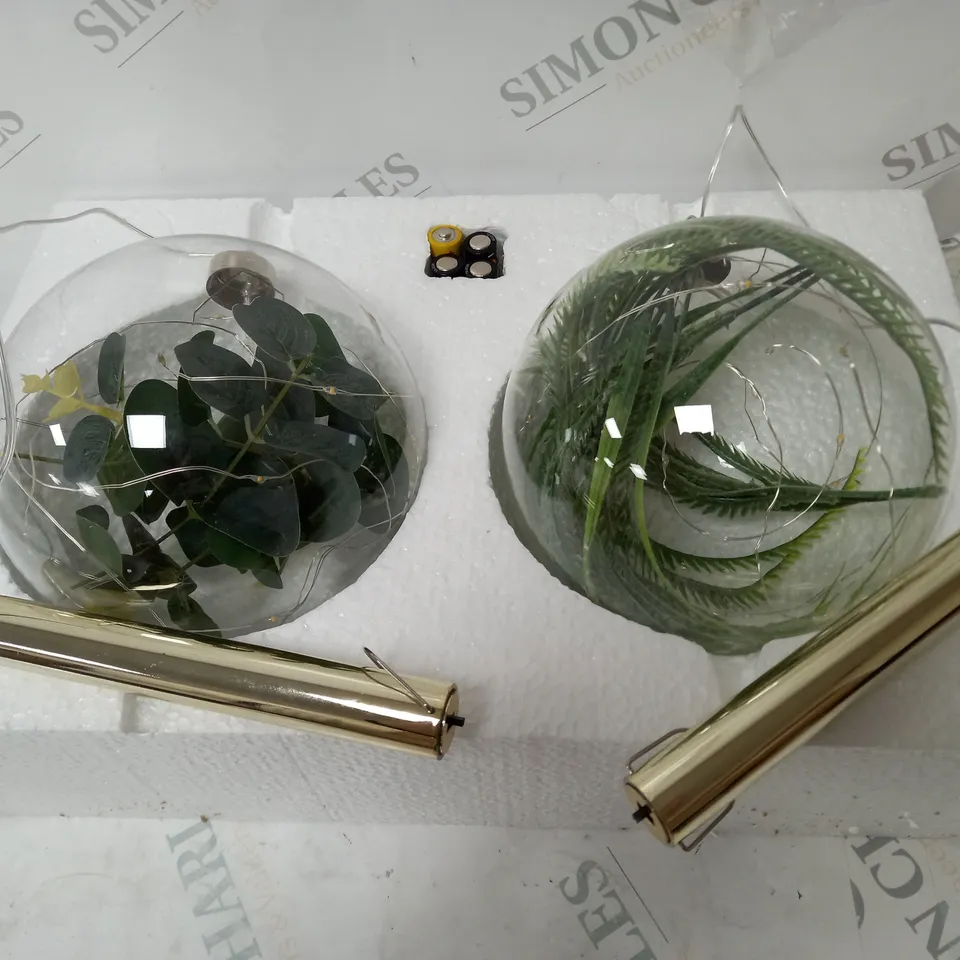 SARA DAVIES SET OF 2 15 CM PRE-LIT FOLIAGE GLASS BAUBLES