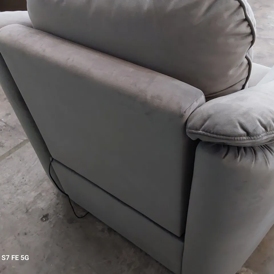 QUALITY BRITISH DESIGNER G PLAN JACKSON POWER RECLINING EASY CHAIR PLUSH SLATE FABRIC 