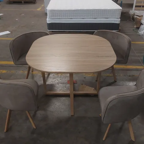 SPACE SAVING DINING TABLE WITH 4 VELVET CHAIRS SET (5 ITEMS)