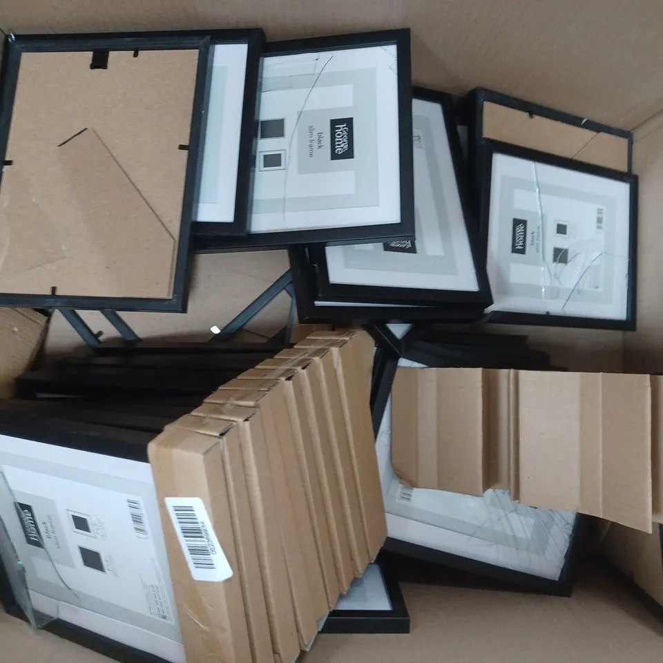 BOX OF APPROXIMATELY 35 SLIM BLACK PHOTO FRAMES