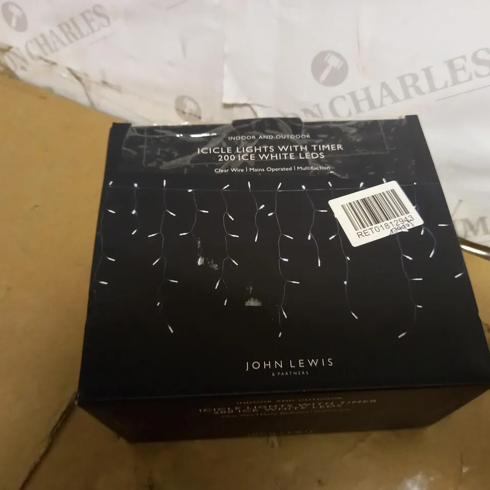 INDOOR AND OUTDOOR ICICLE LIGHTS WITH TIMER 200 ICE WHITE LEDS 