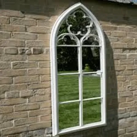 BRAND NEW BOXED WHITE ARCH DESIGN GARDEN MIRROR 