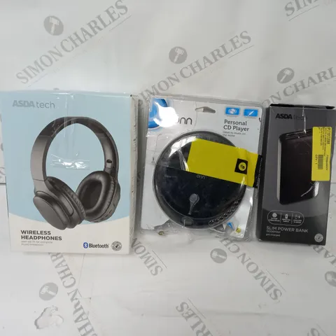 APPROXIMATELY 20 ASSORTED TECH ITEMS TO INCLUDE WIRELESS HEADPHONES, POWER BANK, CD PLAYER ETC.