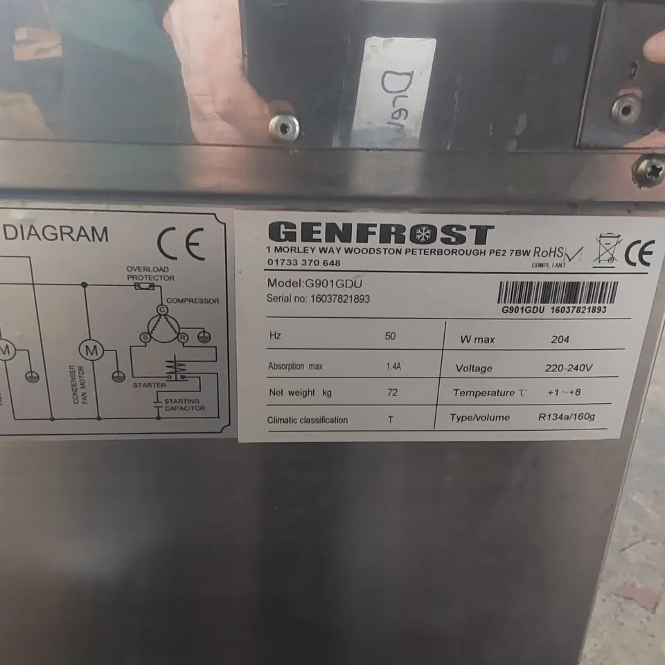 GENFROST G901GDU COMMERCIAL 2 GLASS DOOR CHILLER COUNTER