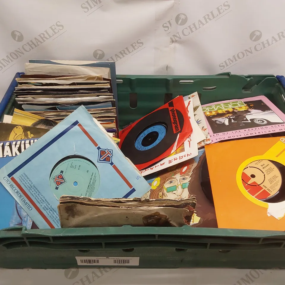 TOTE TO CONTAIN A LARGE QUANTITY OF VINYL SINGLES - ARTISTS VARY