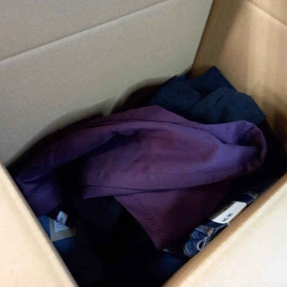 BOX OF APPROX 8 ASSORTED JEANS VARYING IN SIZE/COLOUR/STYLE