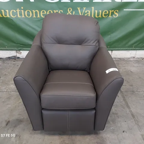 QUALITY BRITISH DESIGNER G PLAN FLINT SWIVEL CHAIR CAMBRIDGE EARTH LEATHER