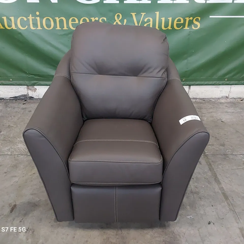 QUALITY BRITISH DESIGNER G PLAN FLINT SWIVEL CHAIR CAMBRIDGE EARTH LEATHER 