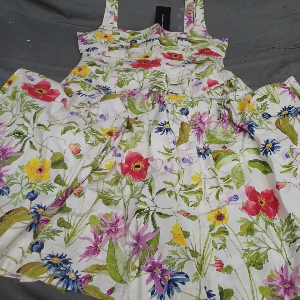 FRENCH CONNECTION MONICA BARLETTA POPLIN MIDI DRESS, WHITE/MULTI - UK SIZE 10