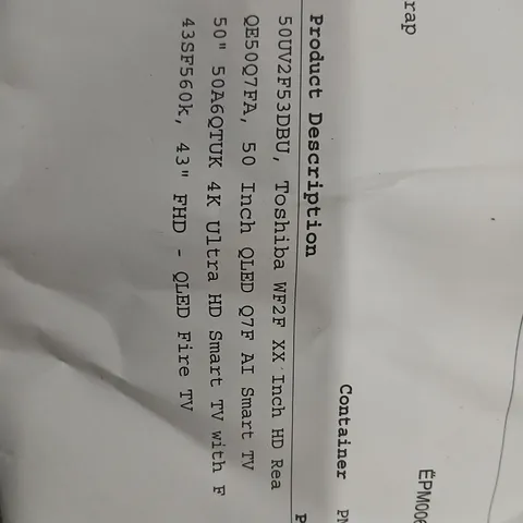 PALLET OF APPROXIMATELY FIVE DAMAGED TVS TO INCLUDE: