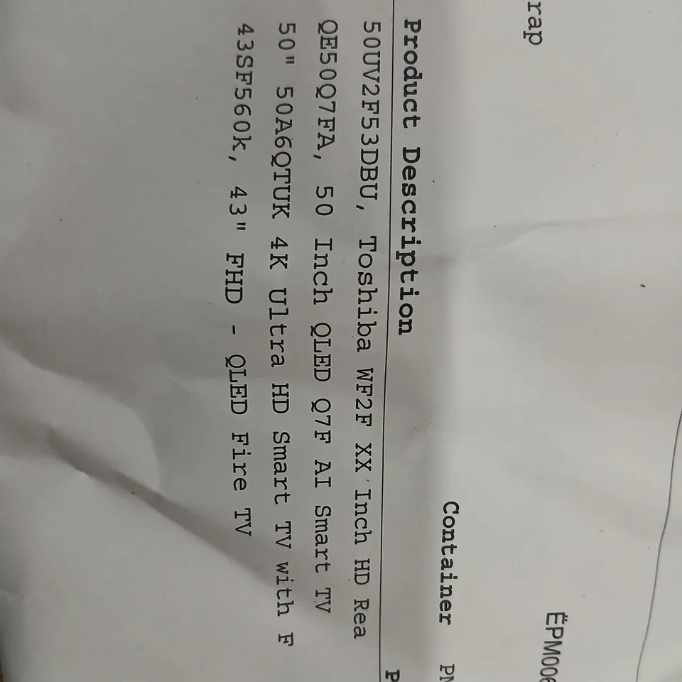 PALLET OF APPROXIMATELY FIVE DAMAGED TVS TO INCLUDE: