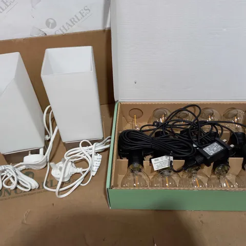 LOT OF 2 JOHN LEWIS SET OF MITCH TOUCH LAMPS & FESTOON LED OUTDOOR LINE LIGHTS