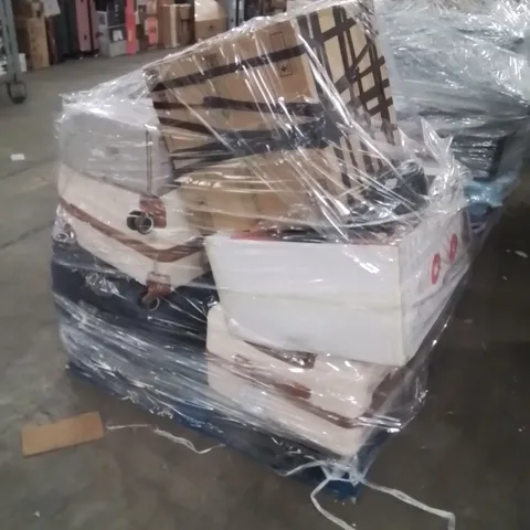 PALLET OF ASSORTED HOUSEHOLD GOODS AND PRODUCTS TO INCLUDE;VACUUM CLEANER,SUITCASES,CHILDREN'S CAR SEAT