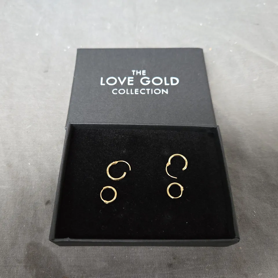 LOVE GOLD 9CT GOLD TINY 9MM AND 11MM HOOP STACKING SET