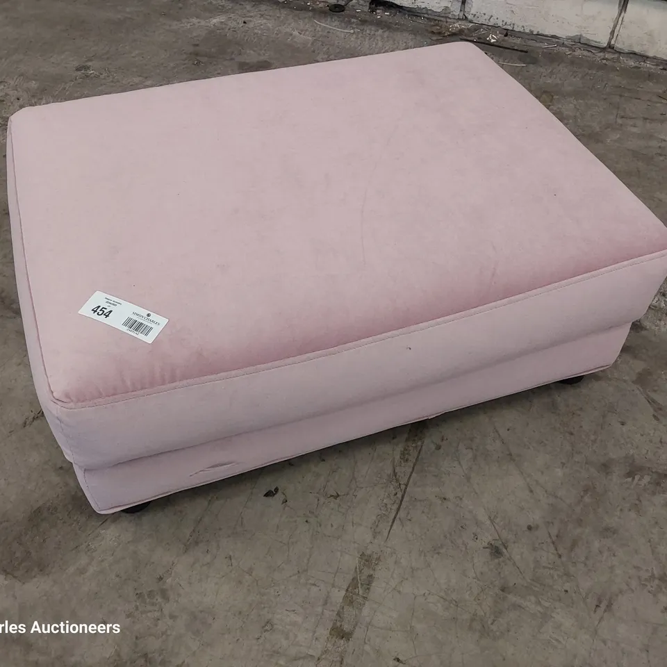 QUALITY BRITISH DESIGNER LOUNGE Co. BRIONY FOOTSTOOL DUSTY PINK PLUSH FABRIC 
