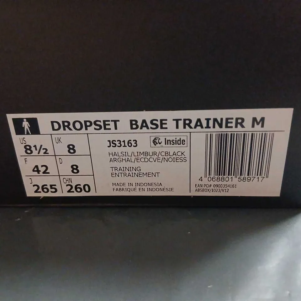 ADIDAS DROPSET BASE TRAINER M – GREY/BLACK WITH NEON GREEN, UK 8