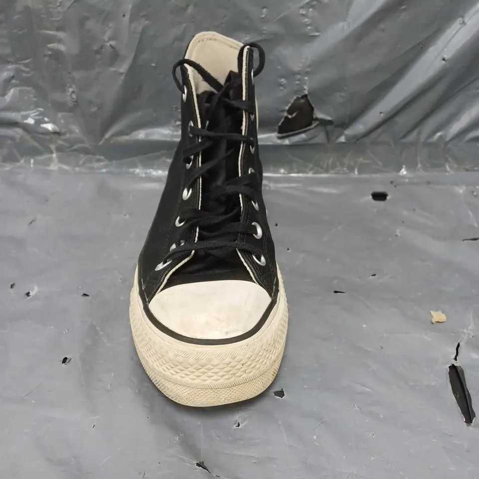 CONVERSE WOMENS LEATHER LIFT HI TOP TRAINERS - BLACK