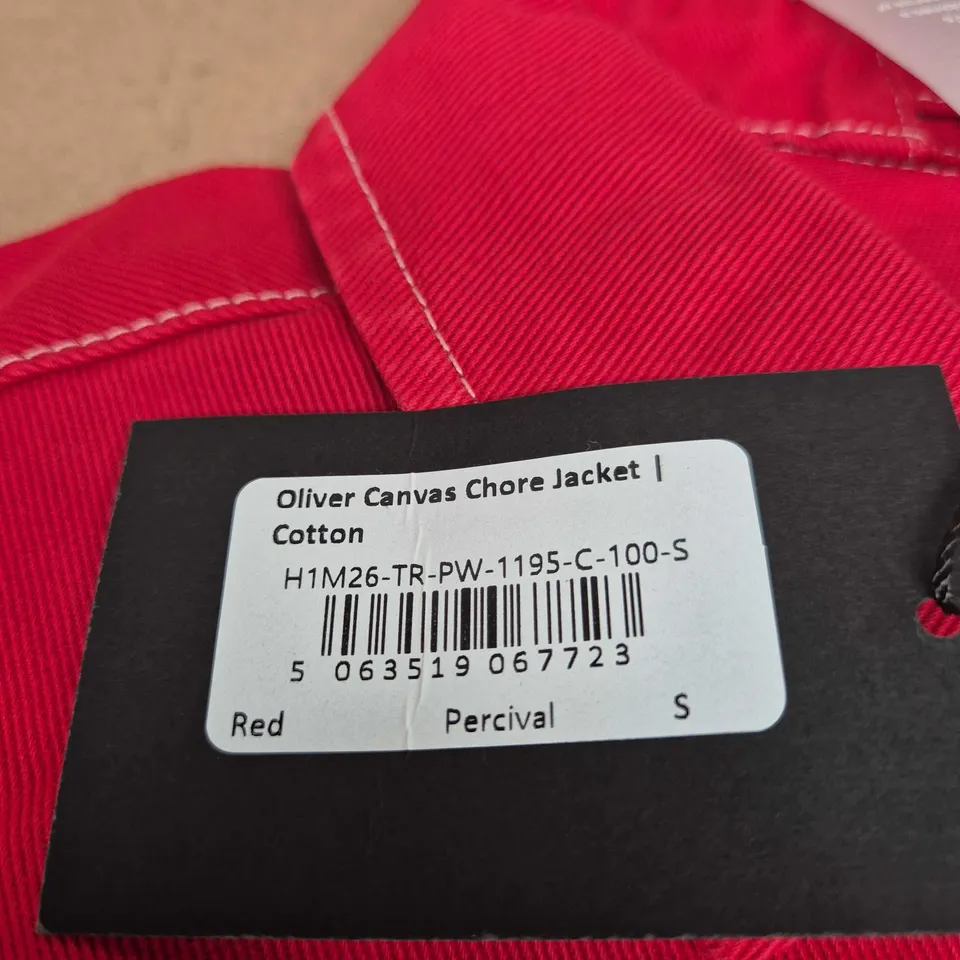 OLIVER CANVAS CHORE JACKET I COTTON – RED, SIZE S, PERCIVAL