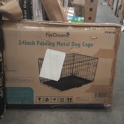 BOXED 24INCH FOLDING METAL DOG CAGE
